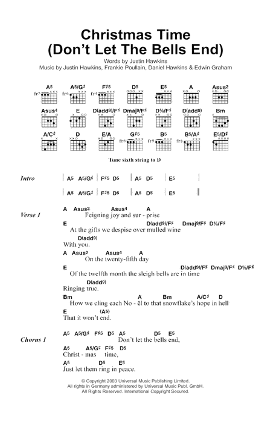 Christmas Time (Don't Let The Bells End) Guitar scores gallery preview page 1