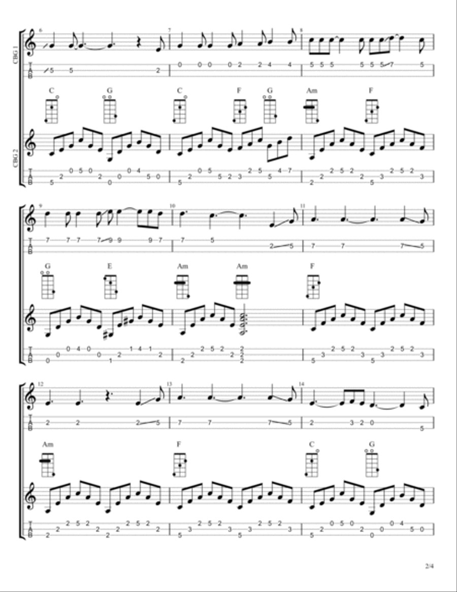 Hallelujah Guitar Tablature scores gallery preview page 2