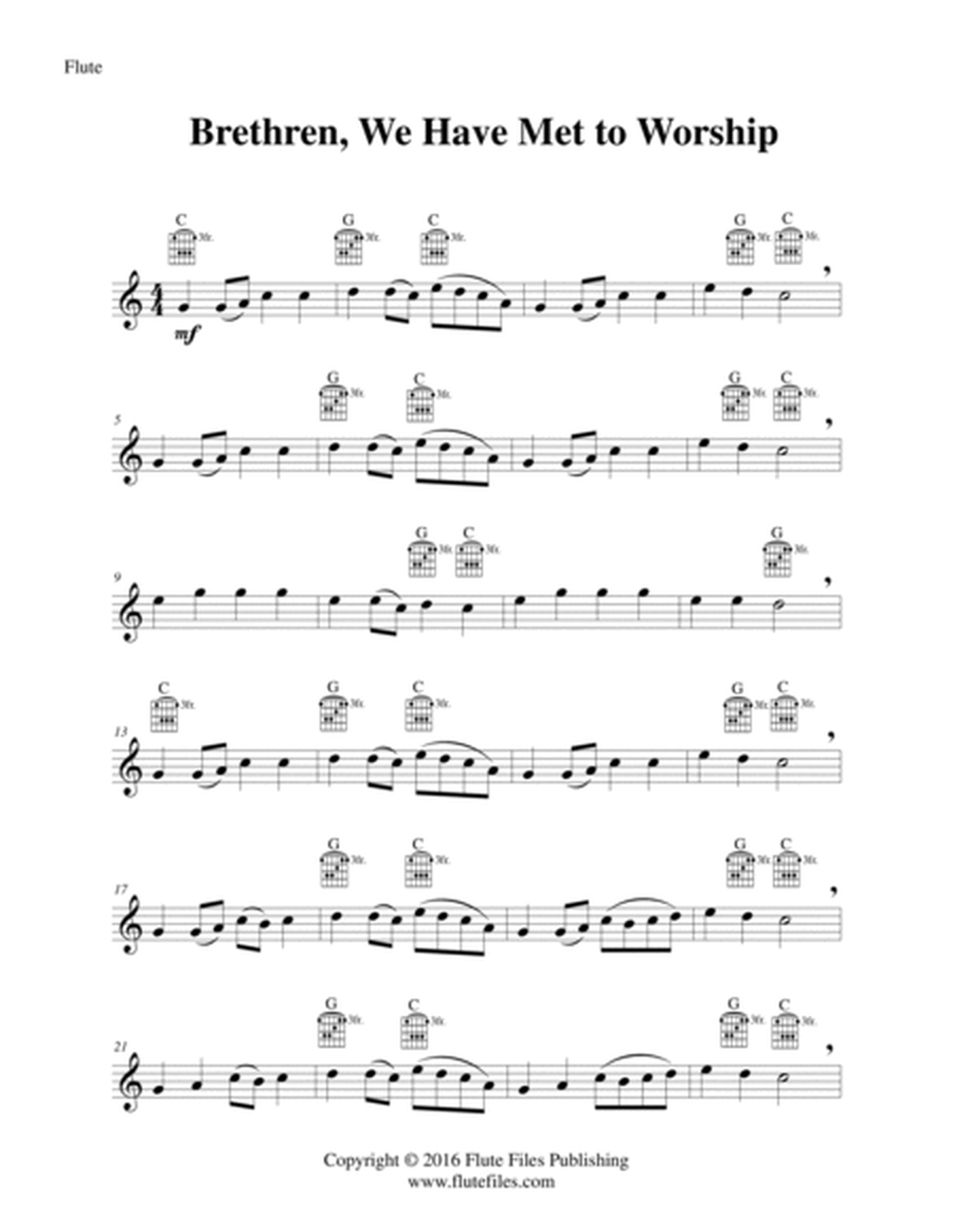 Brethren, We Have Met to Worship - Flute Solo with Guitar Chords image number null