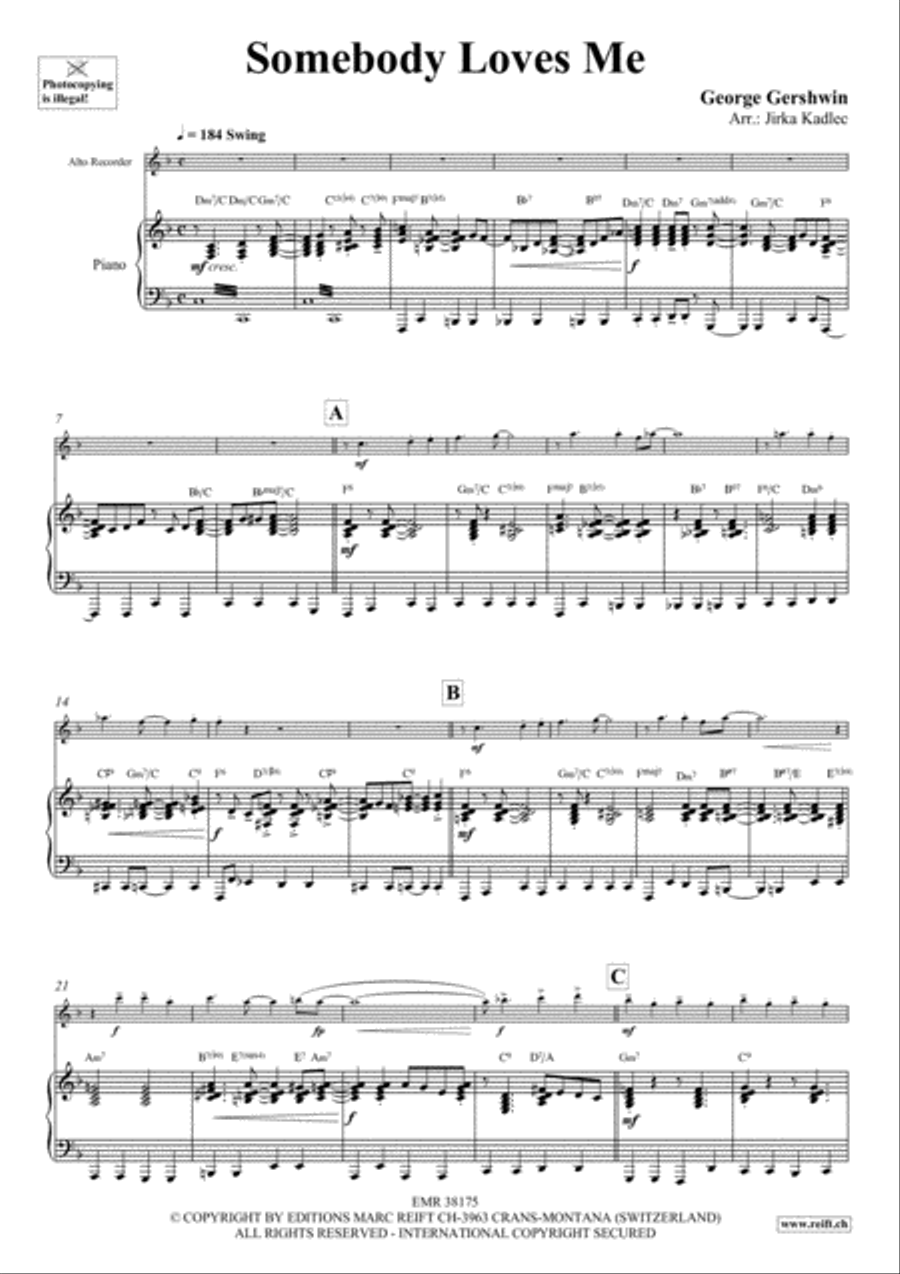Somebody Loves Me Alto Recorder scores gallery preview page 4