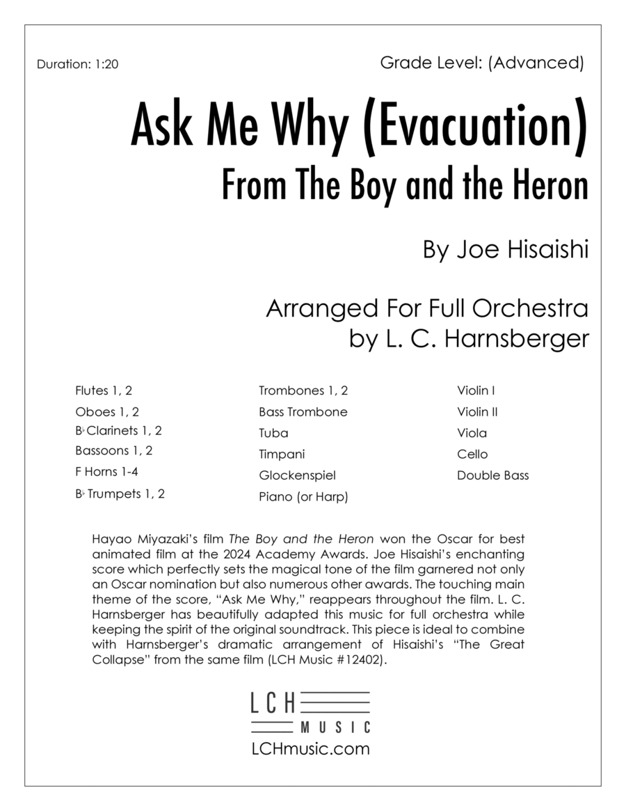 Ask Me Why (Evacuation) Full Orchestra scores gallery preview page 1