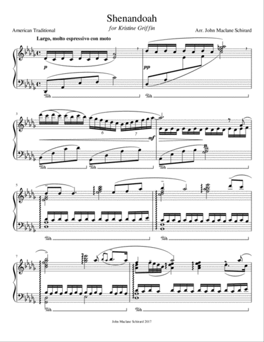 Shenandoah Piano Solo scores gallery preview page 1