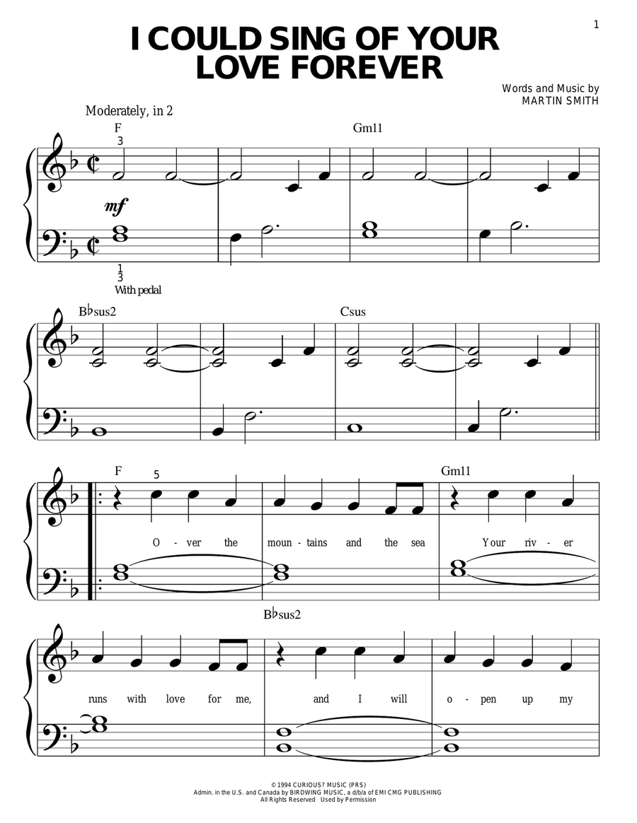 I Could Sing Of Your Love Forever Easy Piano scores gallery preview page 1