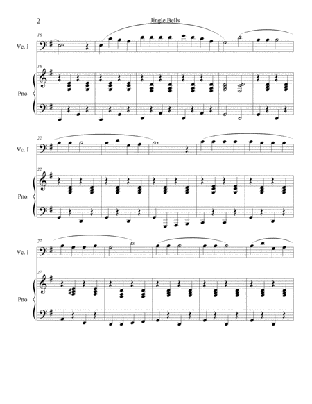 Jingle Bells (solo cello) with optional piano accompaniment image number null