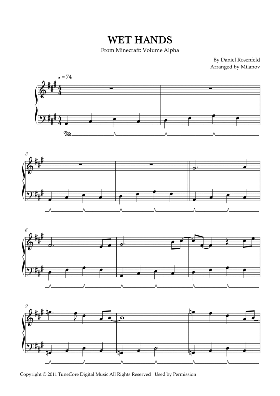 Wet Hands Easy Piano scores gallery preview page 1
