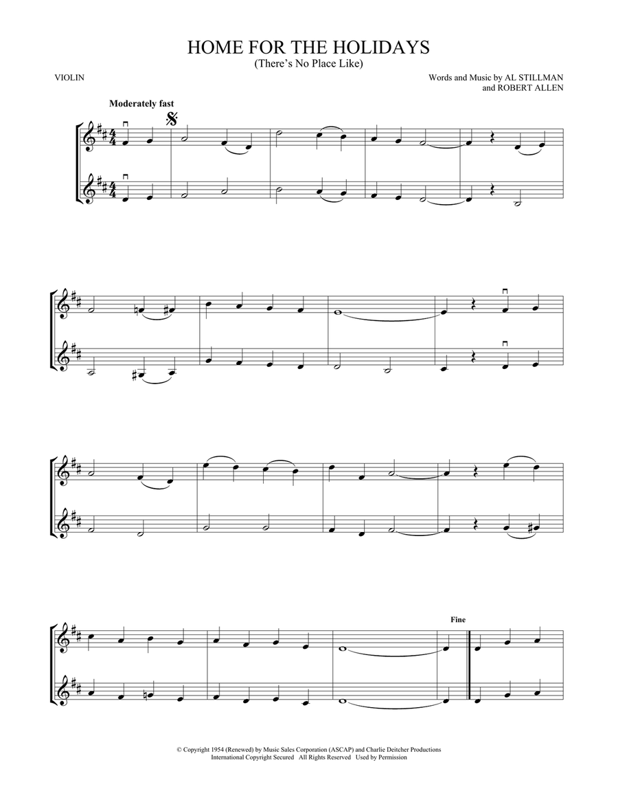 (There's No Place Like) Home For The Holidays String Duet scores gallery preview page 1