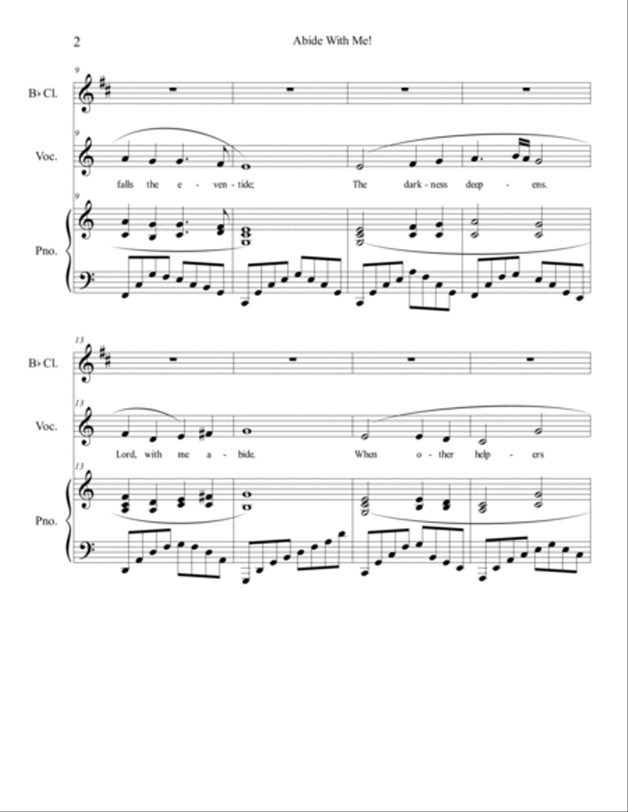 Abide With Me! (clarinet) B-Flat Clarinet scores gallery preview page 3