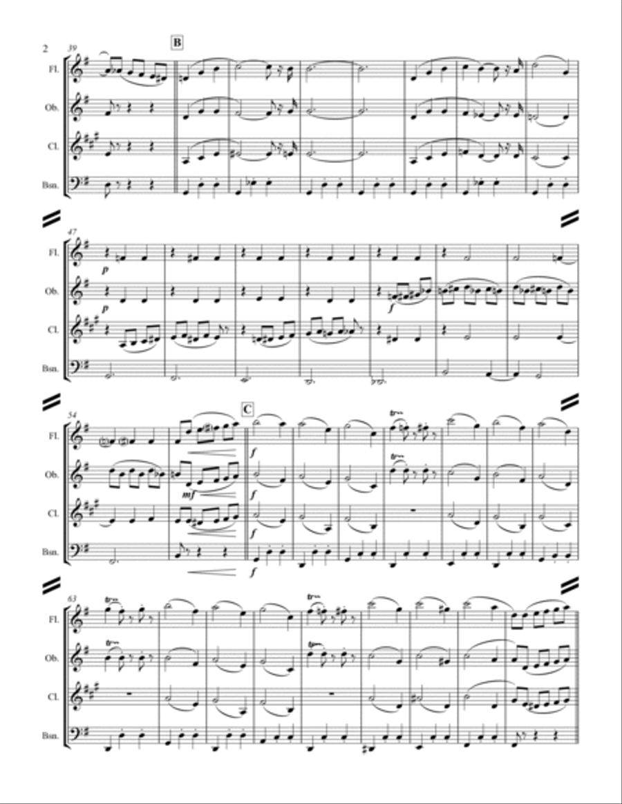 The Nutcracker Suite - 8. Waltz of the Flowers (for Woodwind Quartet) Woodwind Quartet scores gallery preview page 3