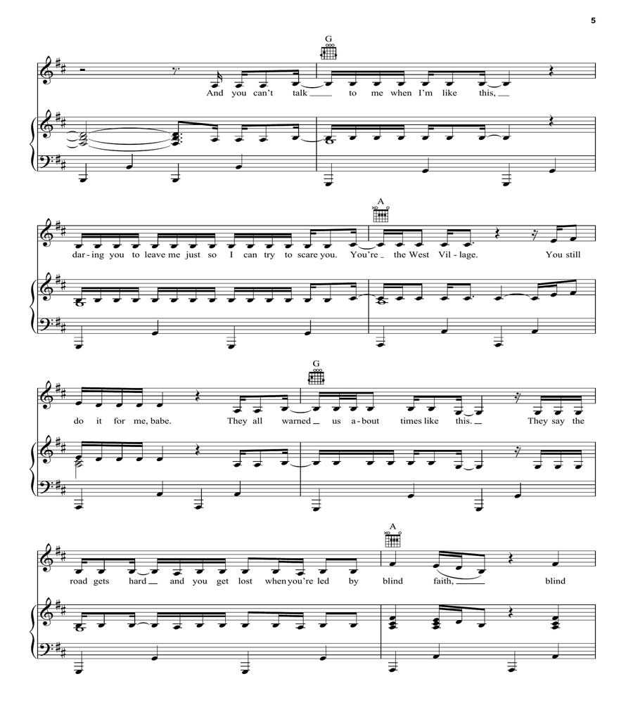 False God Piano, Vocal, Guitar scores gallery preview page 5