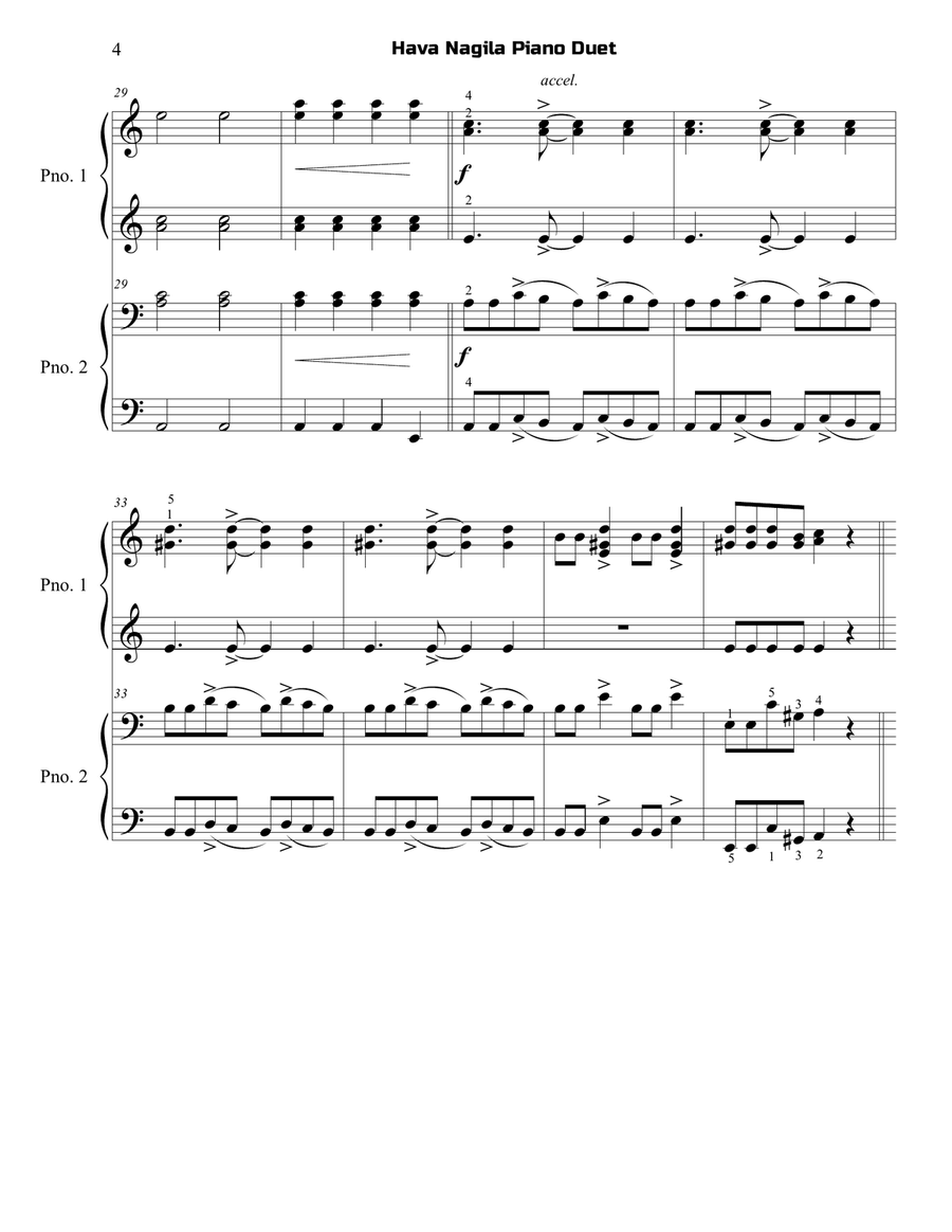 Hava Nagila Piano Duet Hava Nagila Piano Duet Piano Duet scores gallery preview page 4