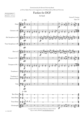 Carson Cooman: Fanfare for DGF, version for concert band (score and parts)