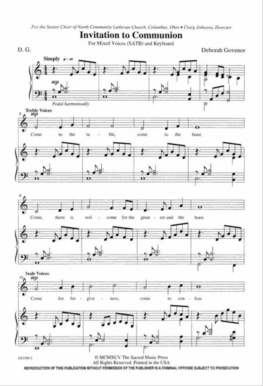 Invitation to Communion Invitation to Communion 4-Part scores gallery preview page 2