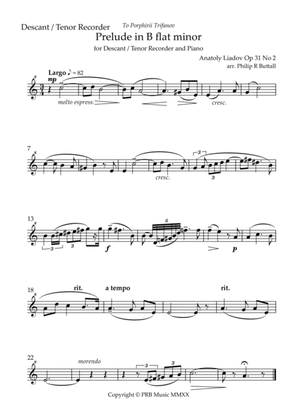 Prelude in A minor (Lyadov) - [Descant or Tenor Recorder]