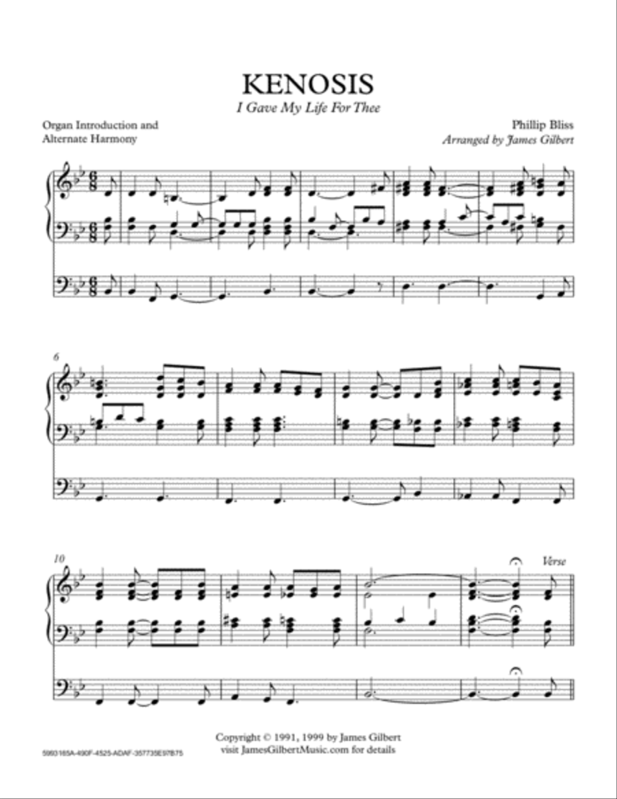 KENOSIS (I Gave My Life) Organ Solo scores gallery preview page 1