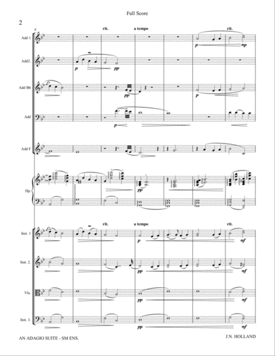An Adagio Suite, in Three Movements for Small Ensembles, (String Quartet or Various Combinations) Small Ensemble scores gallery preview page 6