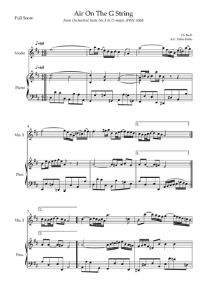 Air On The G String (J.S. Bach) for Violin Solo and Piano Accompaniment