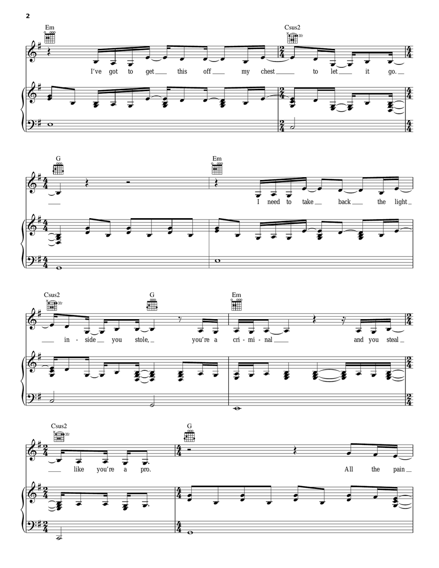 Warrior Piano, Vocal, Guitar scores gallery preview page 2