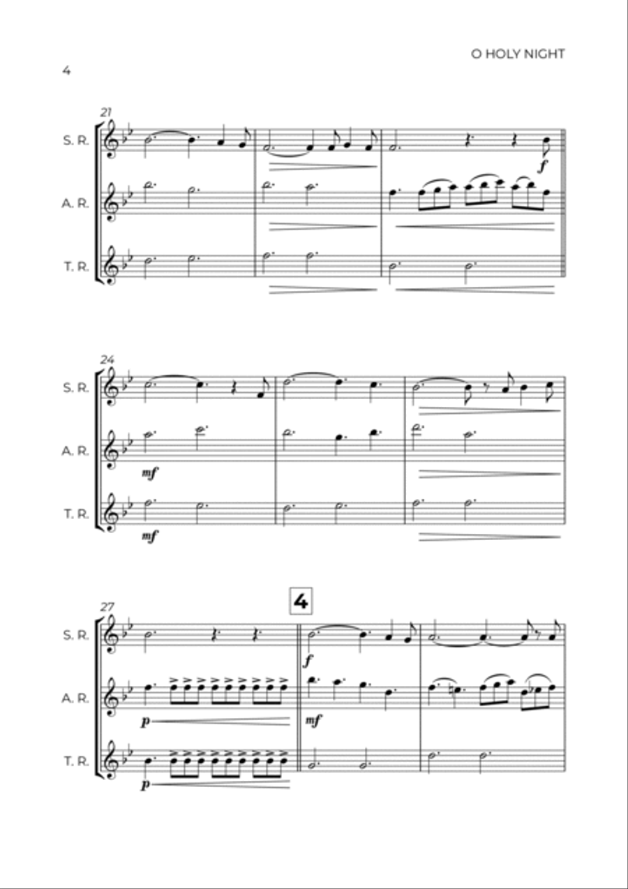 O Holy Night Soprano Recorder scores gallery preview page 4