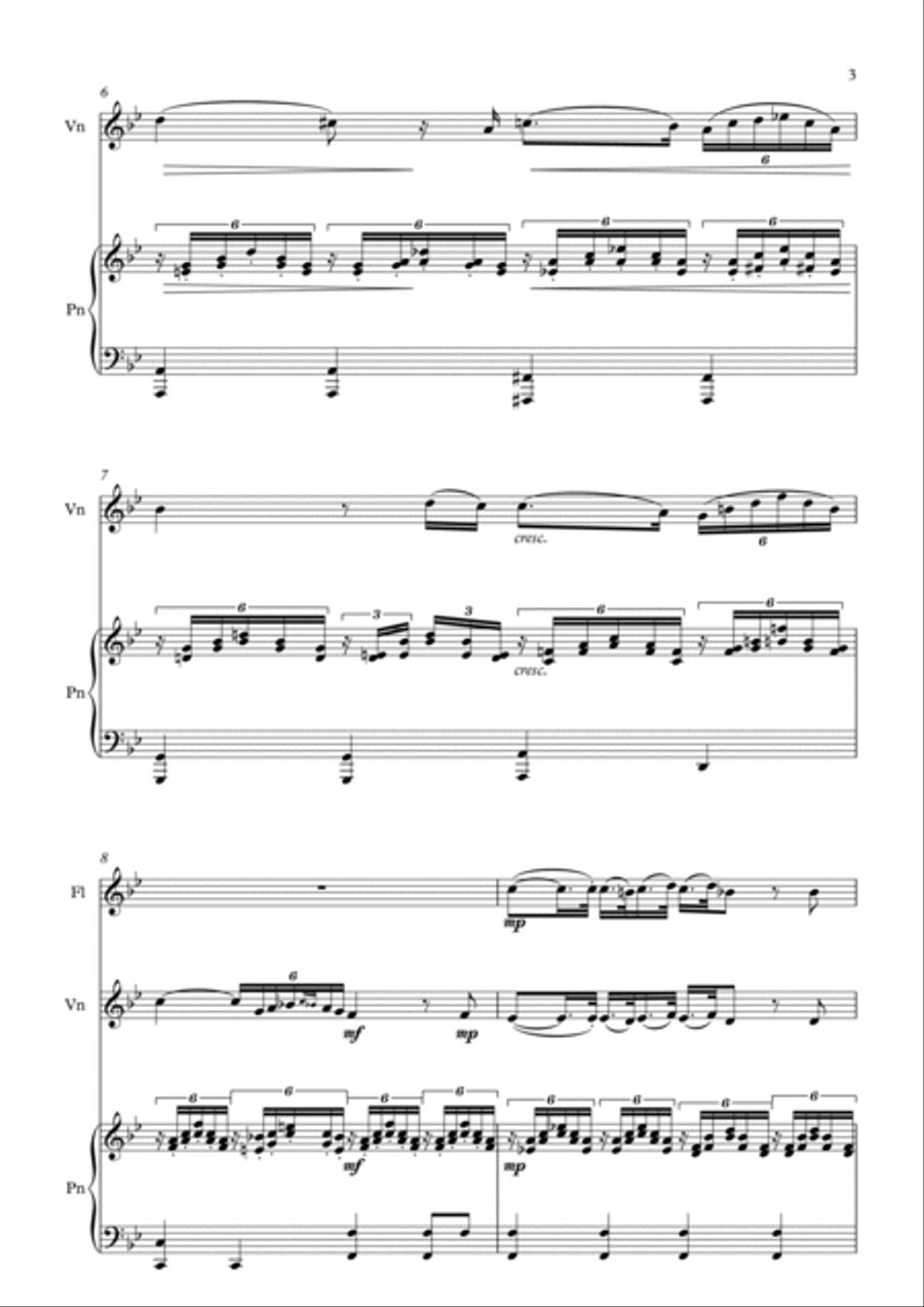 Ave Maria (Schubert) for Flute, Violin and Piano - Score Only Small Ensemble scores gallery preview page 3