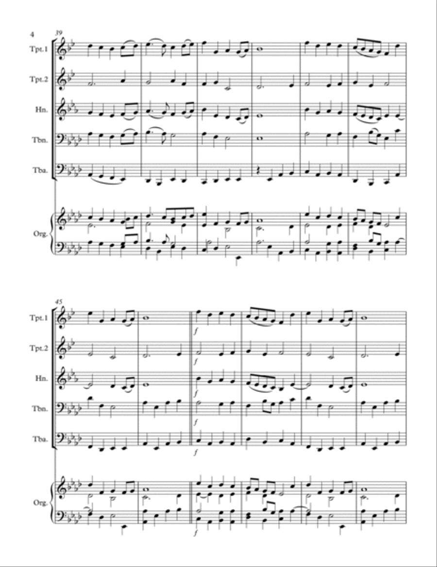 40 Beloved Christian Hymns Volume II (for Brass Quintet and optional Organ) Horn scores gallery preview page 5