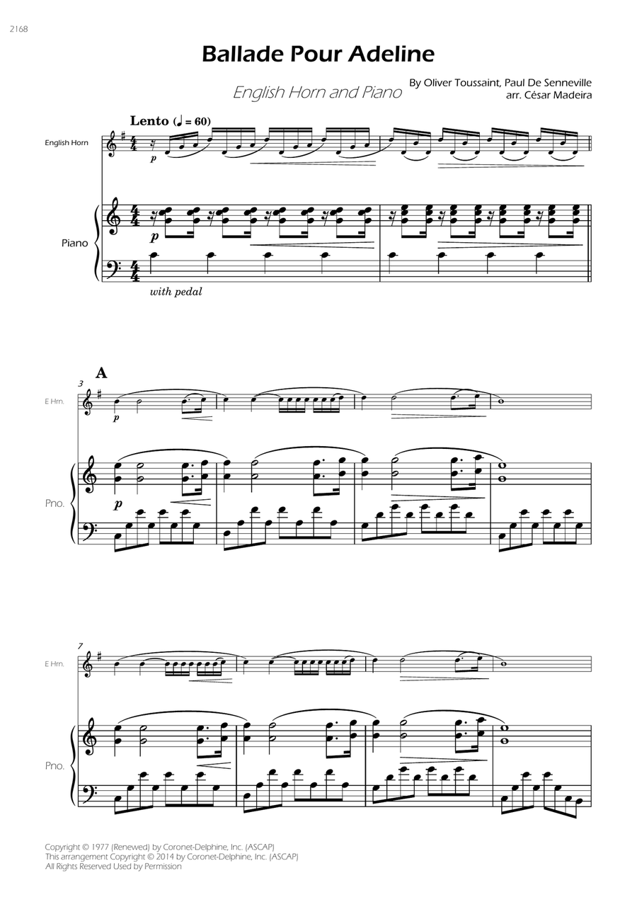 Ballade Pour Adeline Ballade Pour Adeline English Horn scores gallery preview page 3