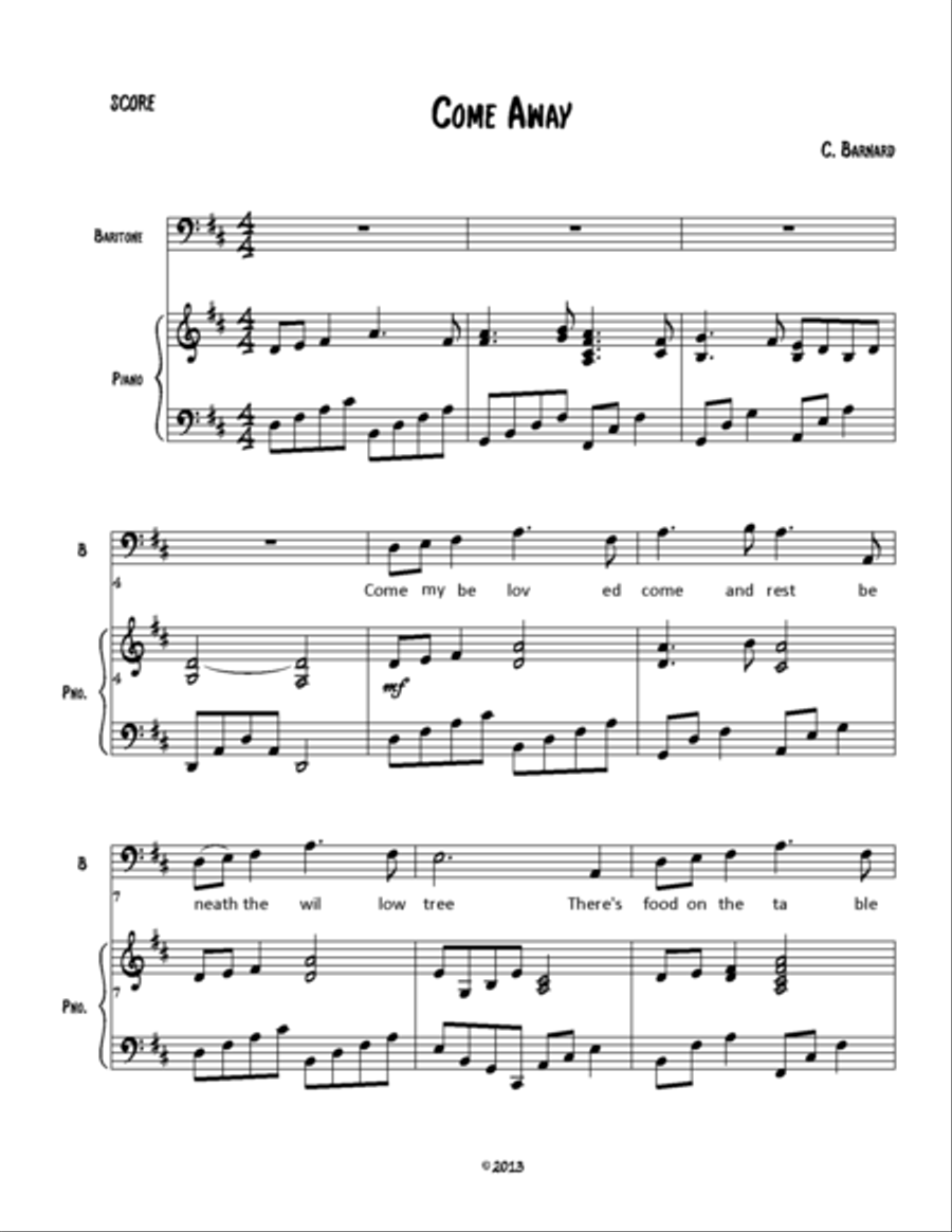Come Away Voice scores gallery preview page 1