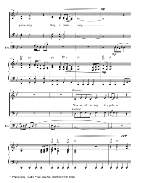PRAISE SONG (SATB Vocal Quartet with Trombone & Piano) image number null