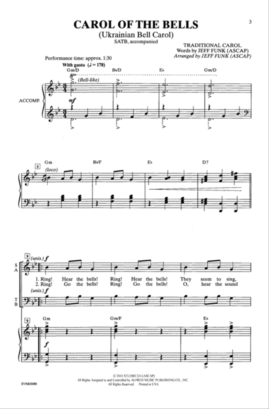 Carol Of The Bells - SATB 4-Part scores gallery preview page 2