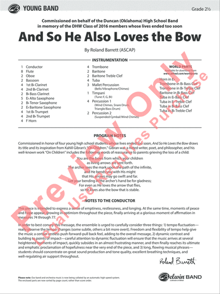 And So He Also Loves the Bow Concert Band scores gallery preview page 2