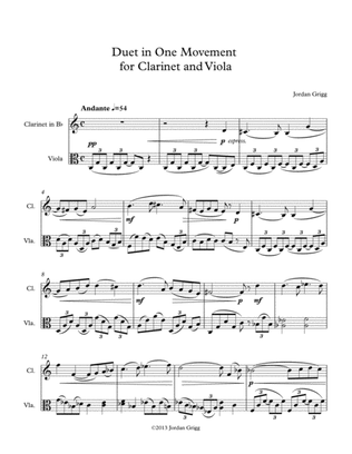 Book cover for Duet in One Movement for Clarinet and Viola