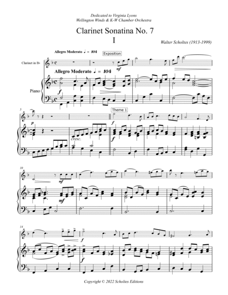Clarinet Sonatina No. 7 in F Major with Piano Accompaniment