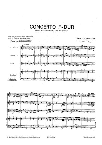 Concerto in F Major for Guitar and Orchestra (Full Score and Parts)
