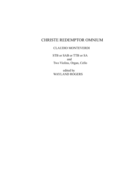 Christe Redemptor Omnium