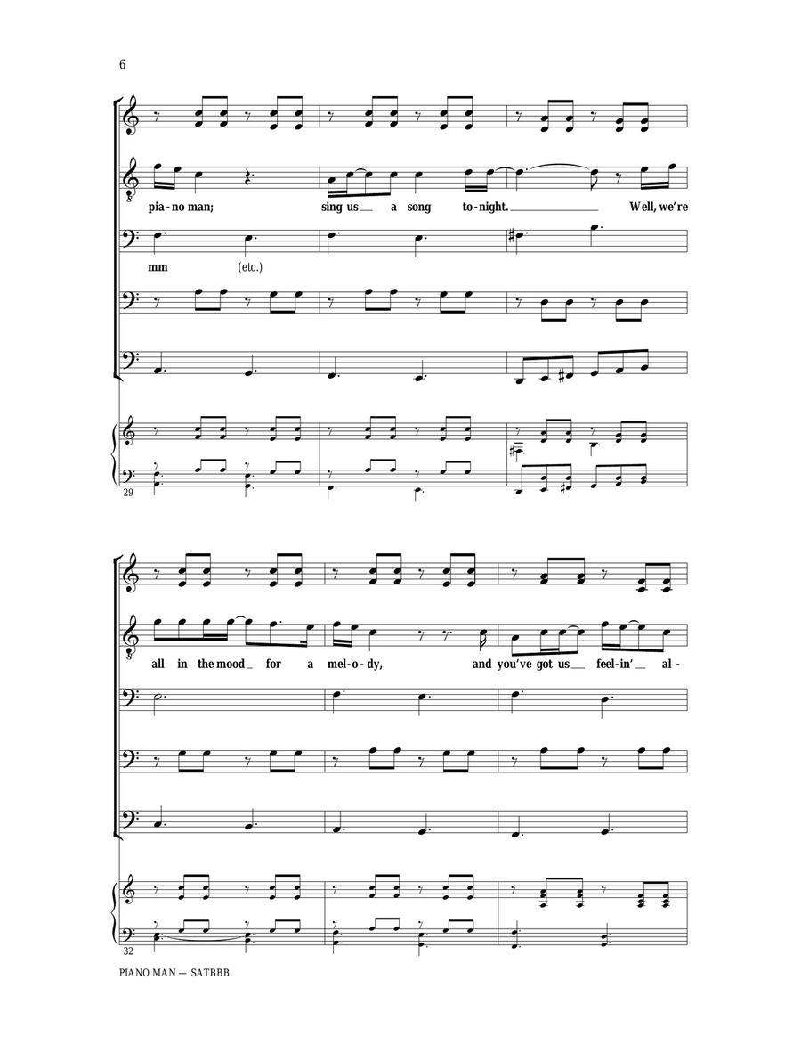 Piano Man 4-Part scores gallery preview page 6
