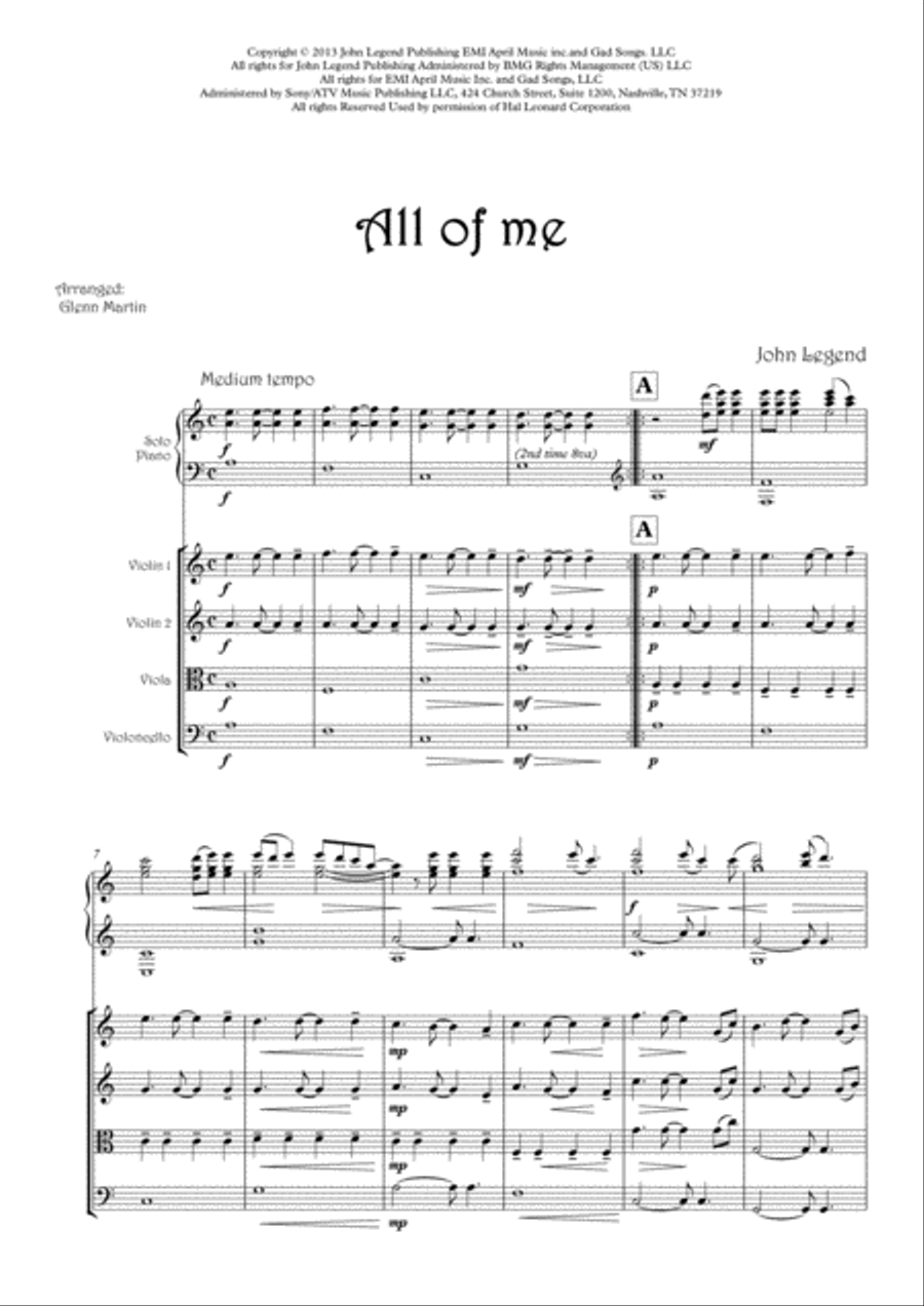 All Of Me All Of Me Chamber Orchestra scores gallery preview page 1