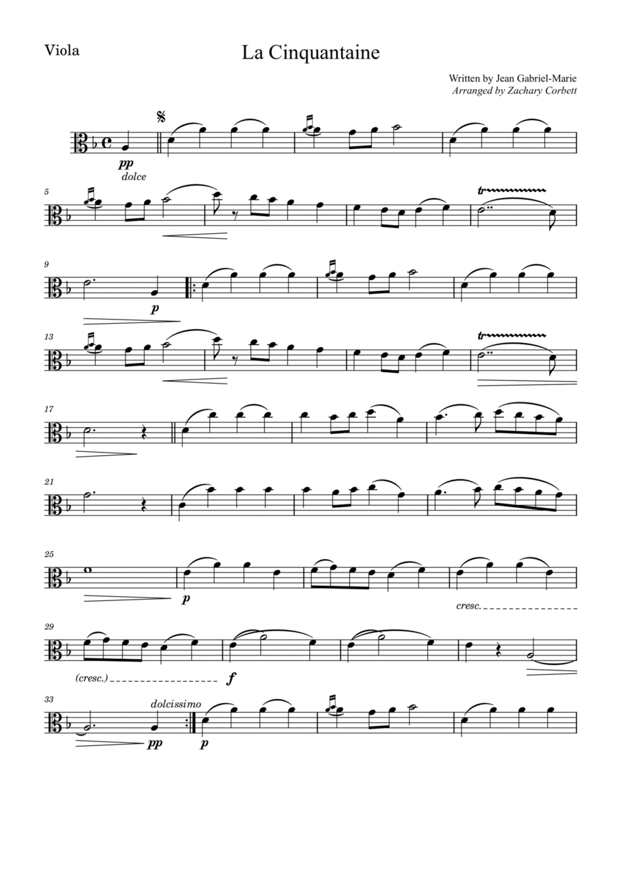 La Cinquantaine Viola Solo scores gallery preview page 1