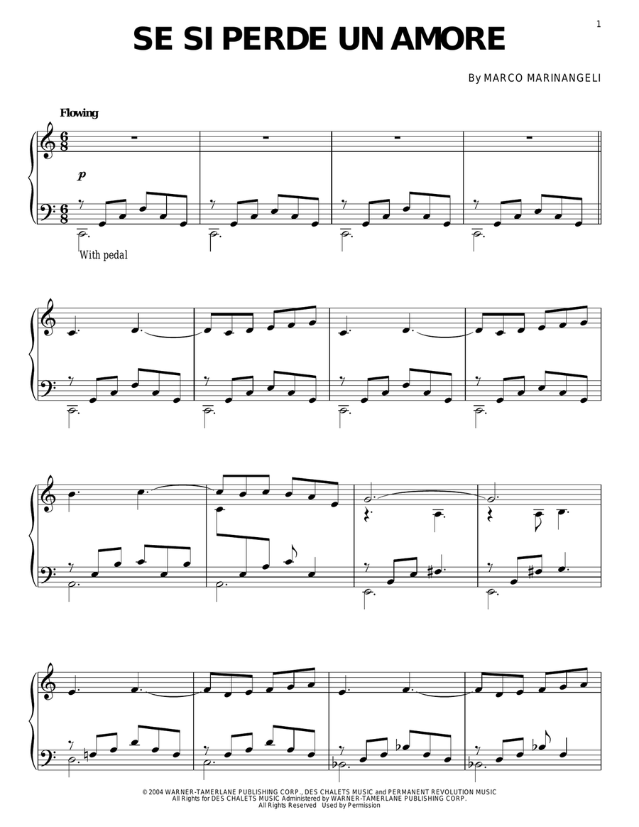 Se Si Perde Un Amore Piano Solo scores gallery preview page 1