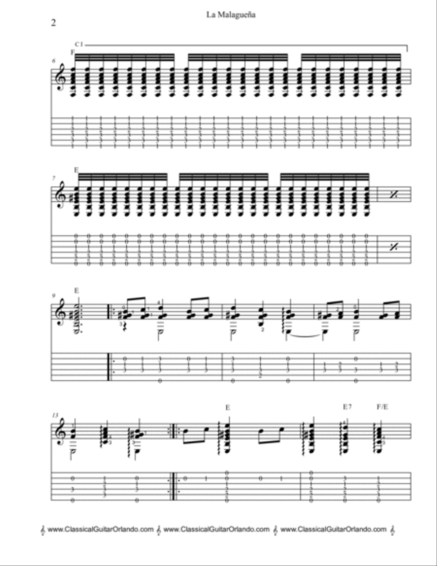 Malaguena Guitar scores gallery preview page 3