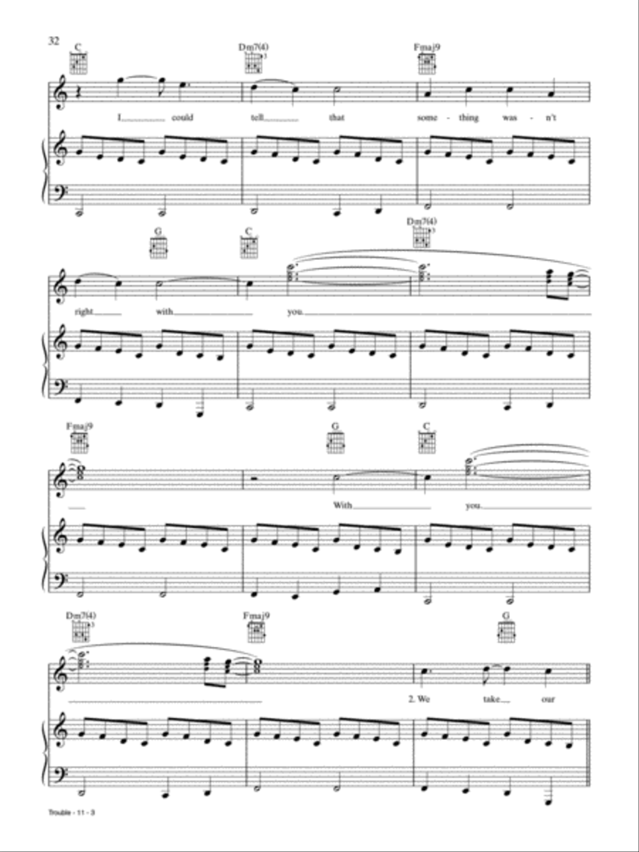Trouble Piano, Vocal, Guitar scores gallery preview page 3