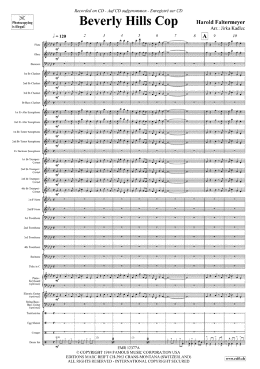 Beverly Hills Cop Beverly Hills Cop Concert Band scores gallery preview page 3
