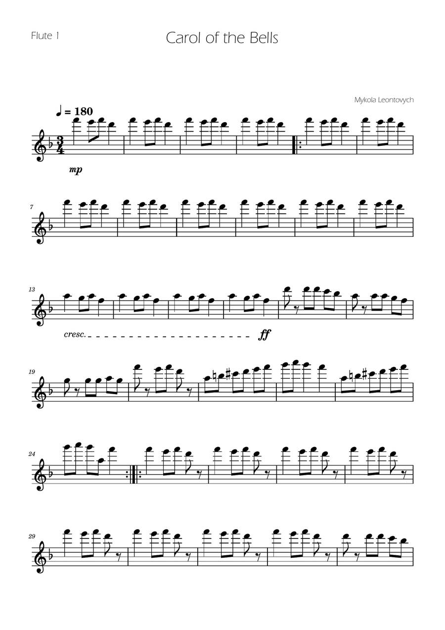 Carol of The Bells - Flute Trio Flute Trio scores gallery preview page 6