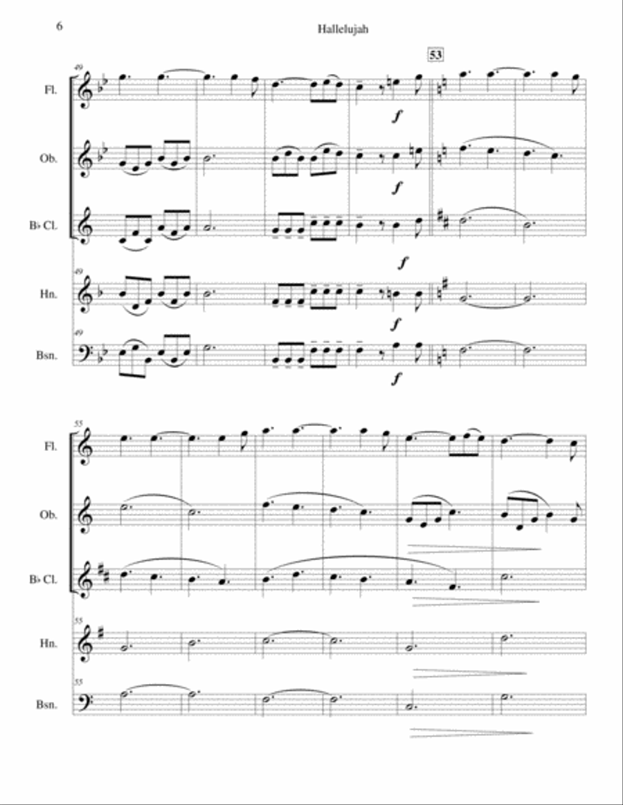 Hallelujah Woodwind Quintet scores gallery preview page 6
