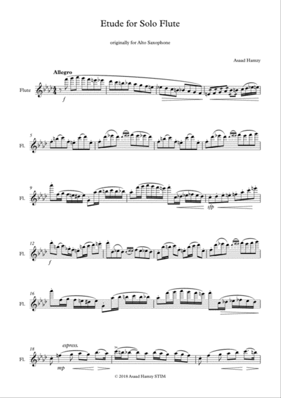 Etude for Solo Flute Op.39 (originally for Alto Saxophone) Alto Saxophone scores gallery preview page 5