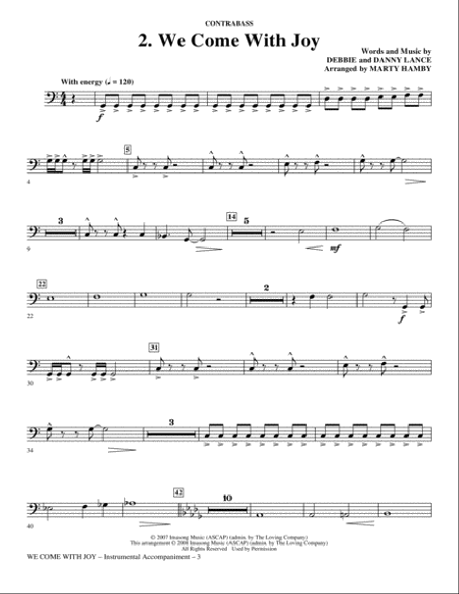 We Come With Joy Orchestration - Contrabass Choir scores gallery preview page 3