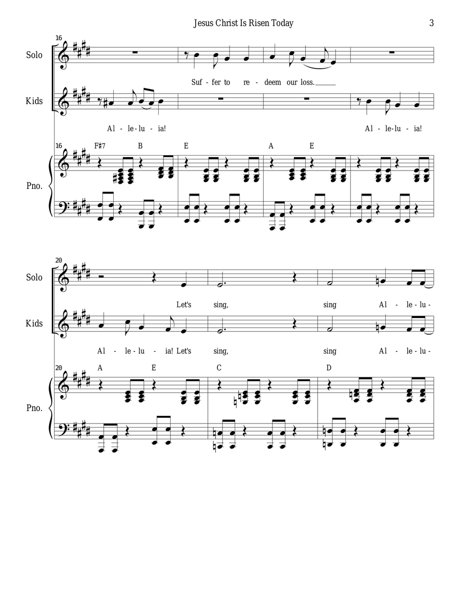 Jesus Christ Is Risen Today Unison Choir scores gallery preview page 3