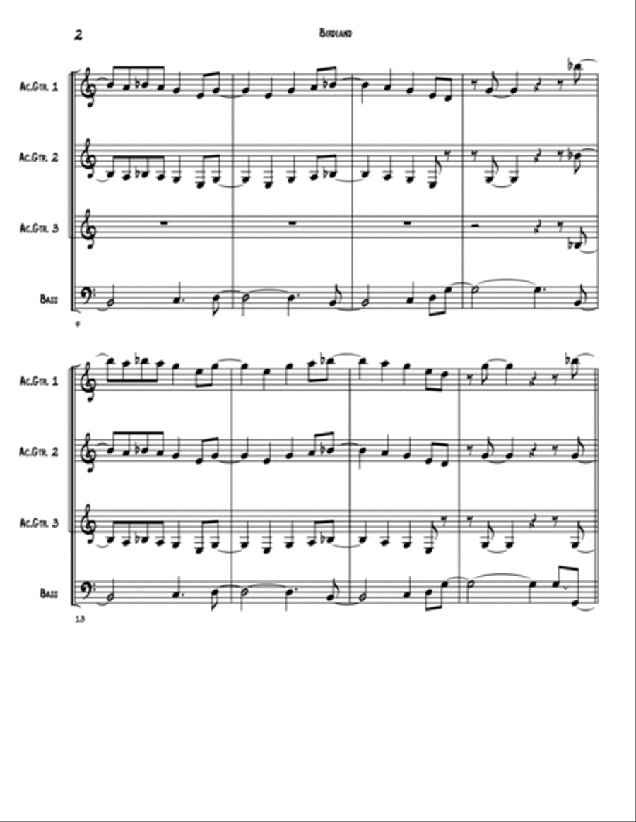 Birdland Guitar Ensemble scores gallery preview page 2