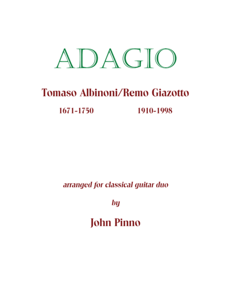 Adagio by Albinoni/Giazotto for classical guitar duo