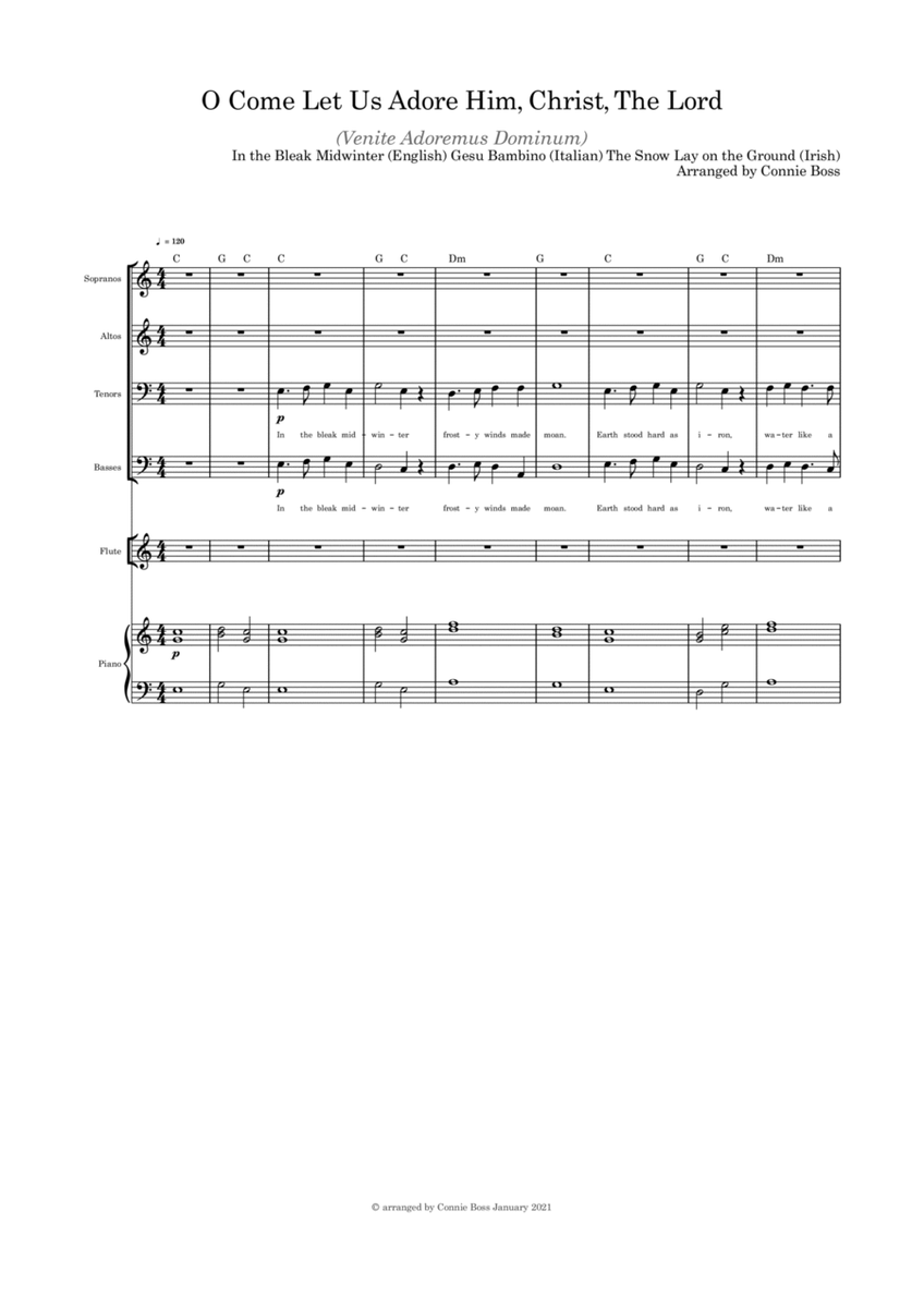 O Come Let Us Adore Him (Venite Adoremus Dominum) (Medley) - SATB flute, or violin or cello and Pian image number null