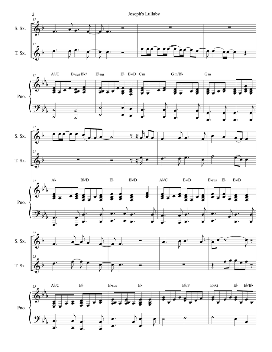 Joseph's Lullaby Woodwind Duet scores gallery preview page 2