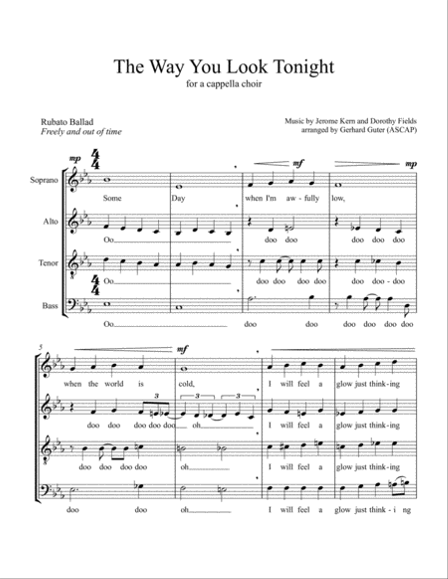 The Way You Look Tonight 4-Part scores gallery preview page 1